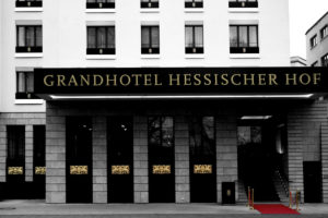 Grandhotel Hessischer Hof, five-star luxury hotel in Frankfurt, facade, entrance, gold ornaments Grandhotel Hessischer Hof, five-star luxury hotel in Frankfurt, facade, entrance, gold ornaments