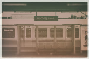 Stationary regional train of the German Federal Railway at platform of Friedberg Station Stationary regional train of the German Federal Railway at platform of Friedberg Station