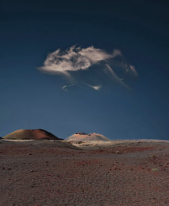 Volcanic landscape with cloud, Lanzarote, West Africa Volcanic landscape with cloud, Lanzarote, West Africa