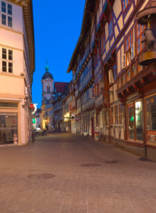Göttingen old town in the blue hour, Lower Saxony, Germany Göttingen old town in the blue hour, Lower Saxony, Germany