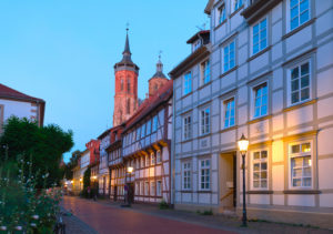 Göttingen old town in the blue hour, Lower Saxony, Germany Göttingen old town in the blue hour, Lower Saxony, Germany