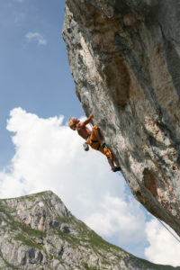 Climber in Climbers Paradise, Rofan, Achensee, Tyrol, Austria