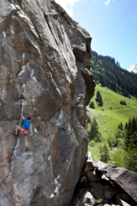 Climber in the climbing garden Ginzling, Zillertal, Tirol, Austria
