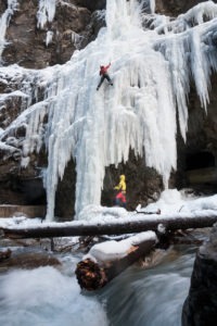Ice climbing in the Partnachklamm, Garmisch, Wettersteingebirge, Bavaria, Germany