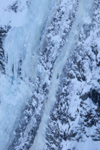 Ice climbing in the Lyngen Alps, Lyngen Peninsula in Fylke Troms, Norway
