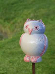 Ceramic garden decoration, owl as a garden plug Ceramic garden decoration, owl as a garden plug