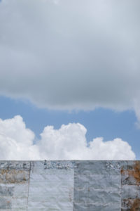 Detail of an empty billboard under cloudy sky Detail of an empty billboard under cloudy sky