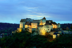 Germany, Bavaria, Upper Bavaria, Burghausen, castle, in the evening, blue hour Germany, Bavaria, Upper Bavaria, Burghausen, castle, in the evening, blue hour