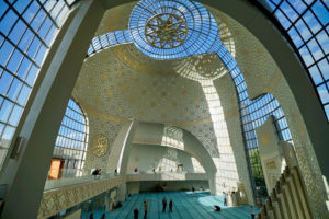 Germany, North Rhine-Westphalia, Cologne, new DITIB Central Mosque in Cologne-Ehrenfeld, inside, dome roof Germany, North Rhine-Westphalia, Cologne, new DITIB Central Mosque in Cologne-Ehrenfeld, inside, dome roof