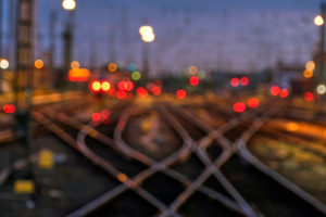 Germany, Hesse, Frankfurt on the Main, central station, rail tracks, train, evening, red signal lights, blurred Germany, Hesse, Frankfurt on the Main, central station, rail tracks, train, evening, red signal lights, blurred