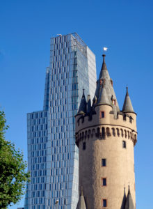 Germany, Hesse, Frankfurt am Main, Eschenheimer tower with office building Germany, Hesse, Frankfurt am Main, Eschenheimer tower with office building