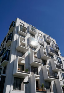 Germany, Bavaria, Munich, modern housing estate, facade, balconies, loggias, glazing Germany, Bavaria, Munich, modern housing estate, facade, balconies, loggias, glazing