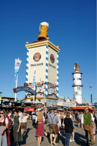 Germany, Bavaria, Munich, Oktoberfest, party tents, Löwenbräu tower, Paulaner tower, Oktoberfest visitors Germany, Bavaria, Munich, Oktoberfest, party tents, Löwenbräu tower, Paulaner tower, Oktoberfest visitors