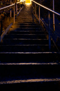 Germany, Bavaria, Upper Bavaria, Altötting district, stone staircase, evening, illuminated Germany, Bavaria, Upper Bavaria, Altötting district, stone staircase, evening, illuminated