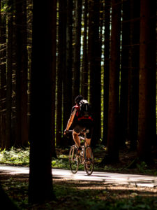 Rennradfahrer auf schmaler Bergstraße im Mittleren Schwarzwald, Gemeinde Freiamt, Baden-Württemberg Rennradfahrer auf schmaler Bergstraße im Mittleren Schwarzwald, Gemeinde Freiamt, Baden-Württemberg