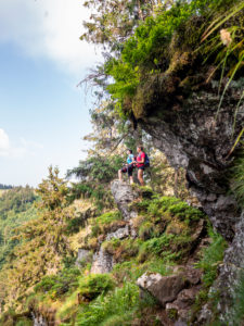 Hiking on the second valley path, narrow path on the Kandel Hiking on the second valley path, narrow path on the Kandel