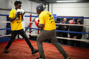 The Duke of Edinburgh during a visit to Boxing Futures in Peterborough, Cambridgeshire.