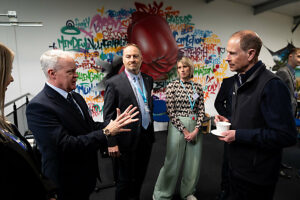 The Duke of Edinburgh meets invitees during a visit to Boxing Futures in Peterborough, Cambridgeshire.