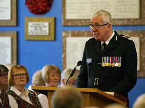 PSNI Cheif Constable Jon Boucher during the service at Sandys Street Presbyterian Church, Newry, to mark the 40th anniversary of the killing of nine Royal Ulster Constabulary (RUC) officers in an IRA attack