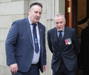 Kenny Donaldson and William Stewart (right) at the service at Sandys Street Presbyterian Church, Newry, to mark the 40th anniversary of the killing of nine Royal Ulster Constabulary (RUC) officers in an IRA attack