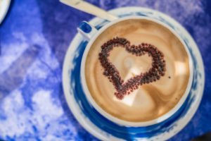 Coffee with heart decoration, Italy, Liguria, Cinque Terre, Corniglia Coffee with heart decoration, Italy, Liguria, Cinque Terre, Corniglia