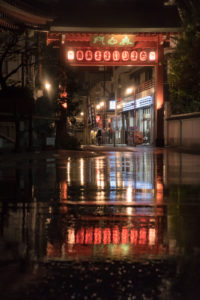 Asia, Japan, Nihon, Nippon, Tokyo, Taito, Asakusa, lanterns are reflecting in a puddle of rain Asia, Japan, Nihon, Nippon, Tokyo, Taito, Asakusa, lanterns are reflecting in a puddle of rain