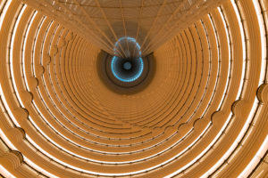Asia, People's Republic of China, China, Shanghai, Huang Po, Pudong District, Atrium of Jin Mao Tower Asia, People's Republic of China, China, Shanghai, Huang Po, Pudong District, Atrium of Jin Mao Tower