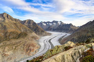 Europe, Switzerland, Canton Valais, Riederalp, View of the Aletsch Glacier Europe, Switzerland, Canton Valais, Riederalp, View of the Aletsch Glacier