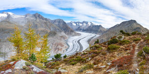 Europe, Switzerland, Canton Valais, Riederalp, View of the Aletsch Glacier Europe, Switzerland, Canton Valais, Riederalp, View of the Aletsch Glacier