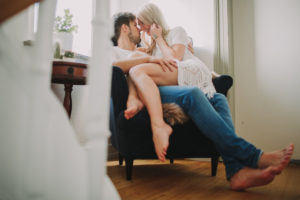 Young couple in love at home 