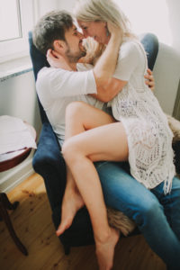 Young couple in love at home 
