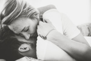 Young couple in love, medium close-up