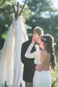Alternate bridal couple outside