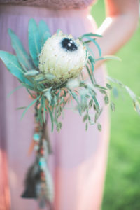 Alternative bridal bouquet, close up, Protea