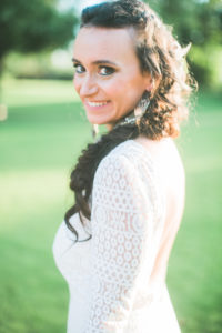 Young bride outside, half profile