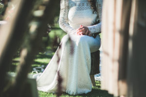 Young bride outside, detail