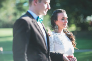 Alternate bridal couple outside, portrait 