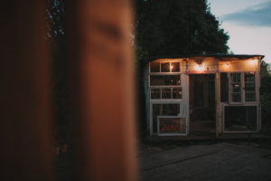 Alternative wedding, illuminateded garden pavilion