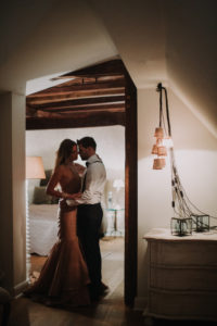 Couple, in love, hug, standing, sideways,