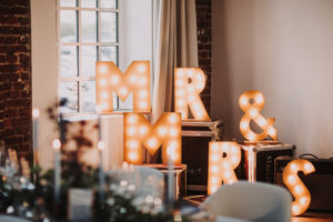 Wedding decoration, letters, MR & MRS, shine