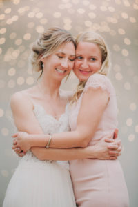 Wedding, bride, maid of honor, hug,