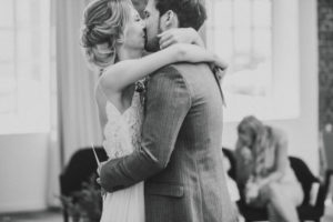 Happy bridal couple, hug, kiss,
