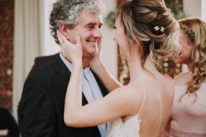 Wedding, bride and senior, hug,
