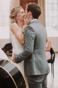 Happy bridal couple, hug, kiss,