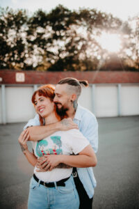 Young couple in love, outside