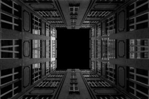Residential houses in Berlin, with inserted moon Residential houses in Berlin, with inserted moon