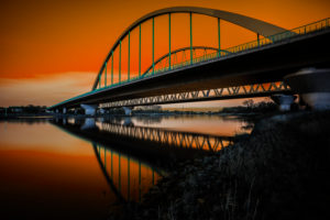Bridge over the river Elbe in Lutherstadt-Wittenberg (orange Edition) Bridge over the river Elbe in Lutherstadt-Wittenberg (orange Edition)