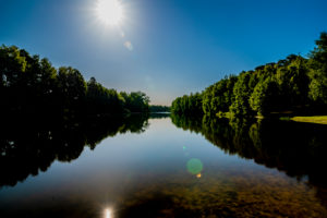 Small lake in summer with sun Small lake in summer with sun