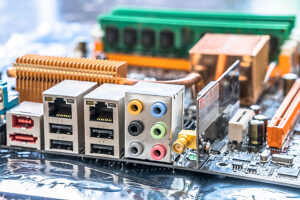 Studio, mainboard with microchips