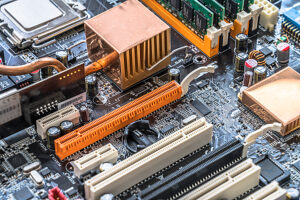 Studio, mainboard with microchips